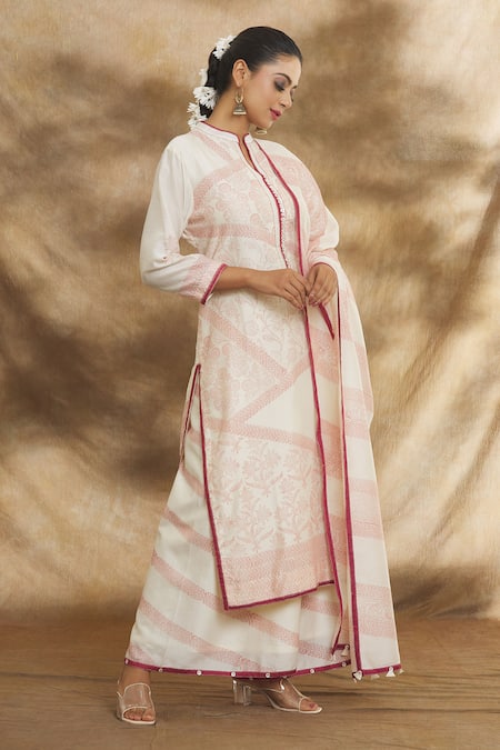 Peenacolada Block Print Chanderi Kurta Palazzo Set 