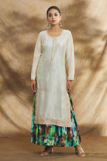 Peenacolada Chanderi Gota Embroidered Kurta With Long Inner 