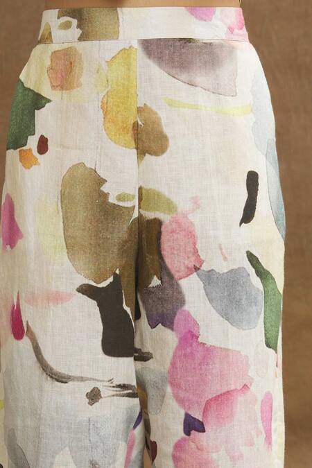 Shop_Linen Bloom_Multi Color Linen Juhu Print Pant _Online_at_Aza_Fashions