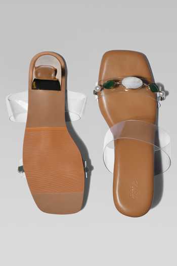 Buy_Ame_Green Mother Of Pearl Studded Heels_Online_at_Aza_Fashions