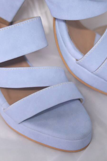 Foot Fuel_Blue Deni Solid Block Heels _Online_at_Aza_Fashions