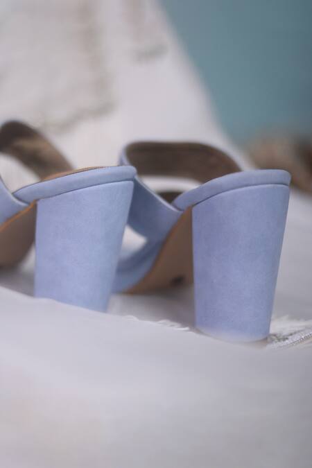 Foot Fuel_Blue Deni Solid Block Heels _at_Aza_Fashions