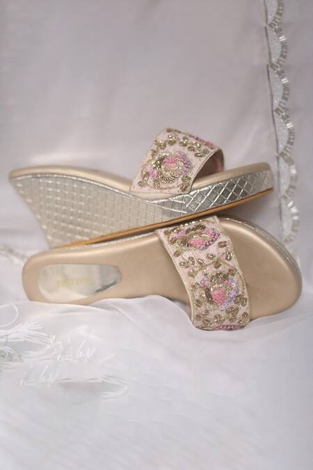 Buy_Foot Fuel_Gold Beads, Zari, Embroidery Suno Hand Embellished Wedges _Online_at_Aza_Fashions