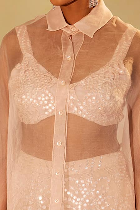 Buy_Twenty Nine_Peach Mirrors, Cut Work Sweetheart Neck Jali Patri Bralette _Online_at_Aza_Fashions