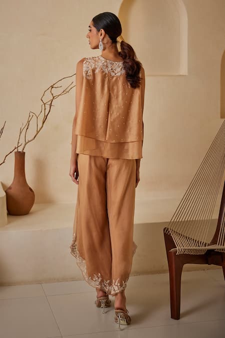 Twenty Nine Beige Parsi Gara Embroidered Palazzo 
