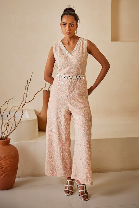 Twenty Nine Chikankari Embroidered Jumpsuit 