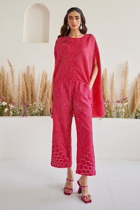 Twenty Nine Artisanal Bandhani Pattern Slit Palazzo 