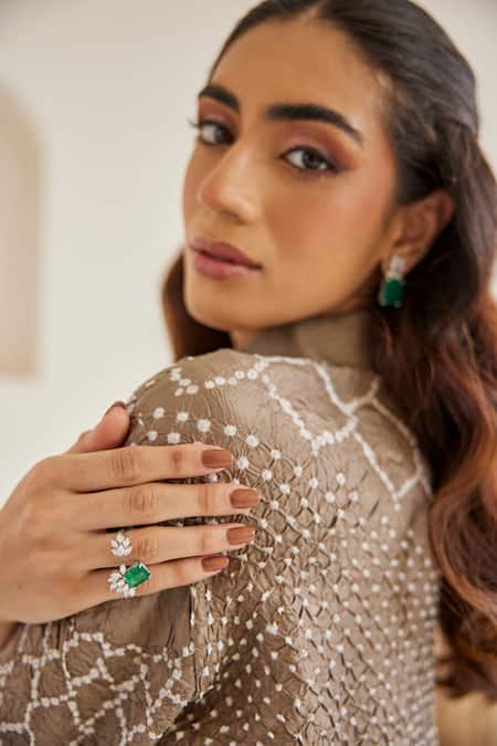 Buy Twenty Nine Brown Ramie Embroidery Collared Bandhani Kediya Shirt Online at Aza Fashions Buy_Twenty Nine_Brown Ramie Embroidery Collared Bandhani Kediya Shirt _Online_at_Aza_Fashions