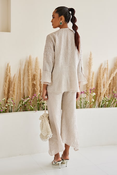 Shop Twenty Nine White Rayon Embroidery Round Neck Bandhani Peplum Top at Aza Fashions Shop_Twenty Nine_White Rayon Embroidery Round Neck Bandhani Peplum Top _at_Aza_Fashions