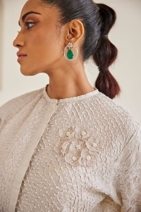 Buy Twenty Nine White Rayon Embroidery Round Neck Bandhani Peplum Top Online at Aza Fashions Buy_Twenty Nine_White Rayon Embroidery Round Neck Bandhani Peplum Top _Online_at_Aza_Fashions