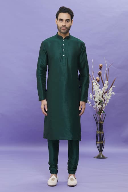 Arihant Rai Sinha Green Silk Embroidery Floral Printed Kurta Set With Bundi at Aza Fashions Arihant Rai Sinha_Green Silk Embroidery Floral Printed Kurta Set With Bundi _at_Aza_Fashions