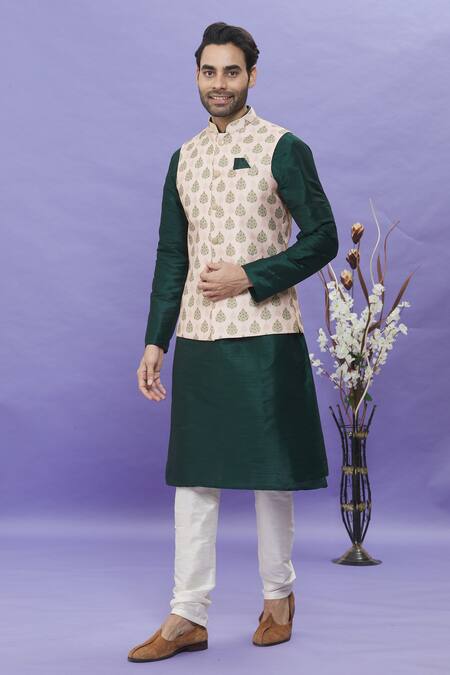 Arihant Rai Sinha Peach Silk Floral Printed Bundi Online at Aza Fashions Arihant Rai Sinha_Peach Silk Floral Printed Bundi _Online_at_Aza_Fashions