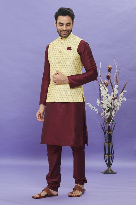 Arihant Rai Sinha Yellow Silk Geometric Printed Art Banarasi Bundi Online at Aza Fashions Arihant Rai Sinha_Yellow Silk Geometric Printed Art Banarasi Bundi _Online_at_Aza_Fashions