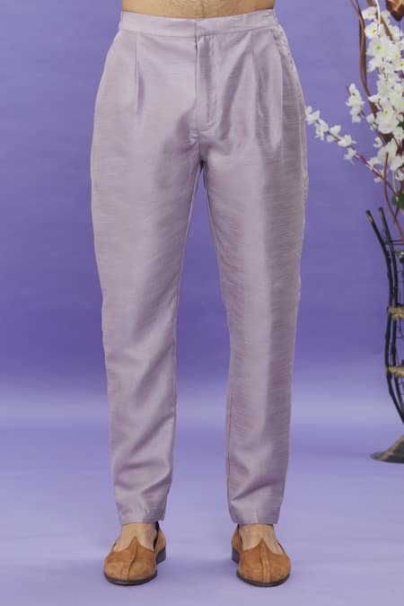 Arihant Rai Sinha_Purple Silk Embroidery Geometric Print Bundi Kurta Set _at_Aza_Fashions