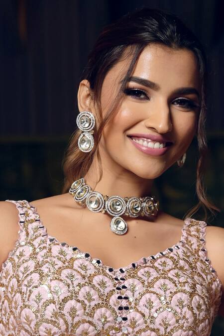 Ishhaara Gold Plated Diamonds, Stones American Embellished Choker Necklace Set
