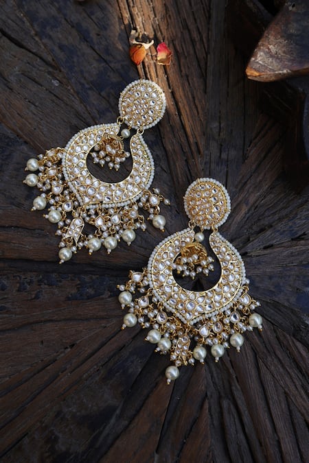 KUNDAN POLKI GOLD LOOK CHANDBALI EARRINGS – Sanvi Jewels