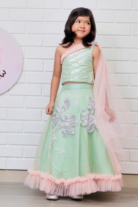 Pinkcow Designs Pvt Ltd 3D Floral Sequin Lehenga With Blouse 