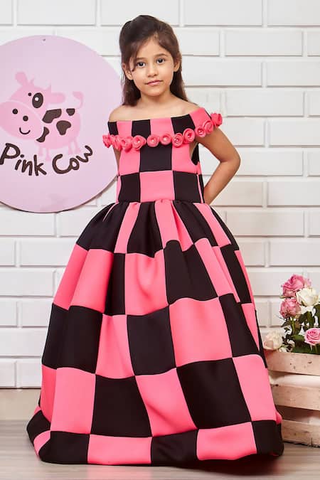 Pinkcow designs pvt ltd Cinderella Checkered Poofy Gown 