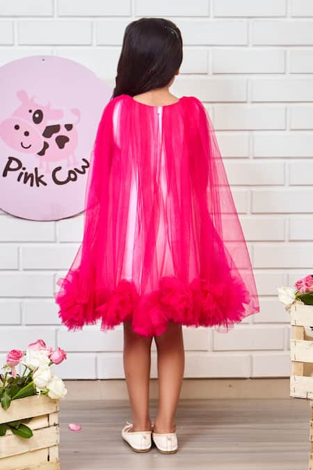 Pinkcow designs pvt ltd Layered Pom Pom Lined Dress 