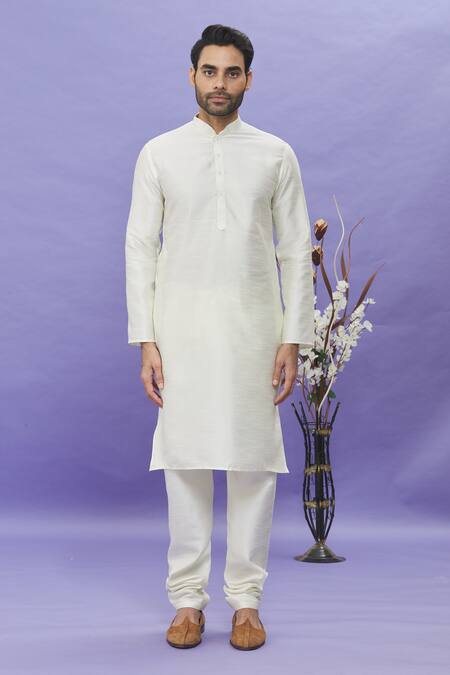 Nayantara Couture_Cream Silk Embroidery Bundi And Kurta Set_Online_at_Aza_Fashions