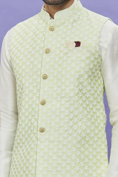 Shop_Nayantara Couture_Cream Silk Embroidery Bundi And Kurta Set_Online_at_Aza_Fashions