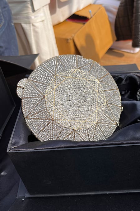 House Of Bling Crystal Studded Diamond Shaped Clutch 