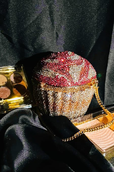 House Of Bling Crystal Studded Cupcake Shaped Clutch 