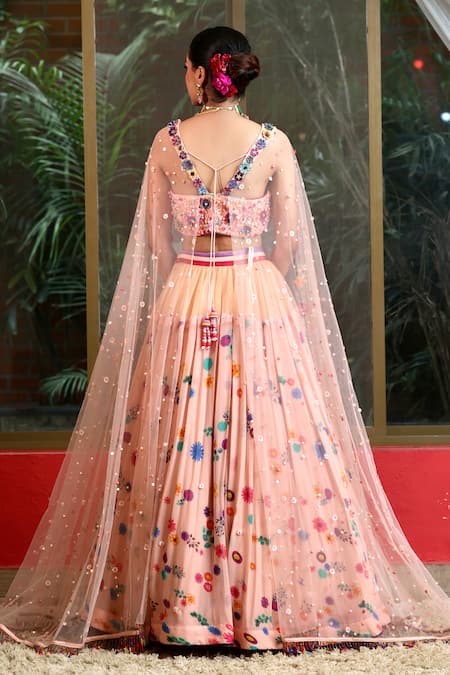 Amit Sachdeva Flower Bloom Work Skirt With Top 