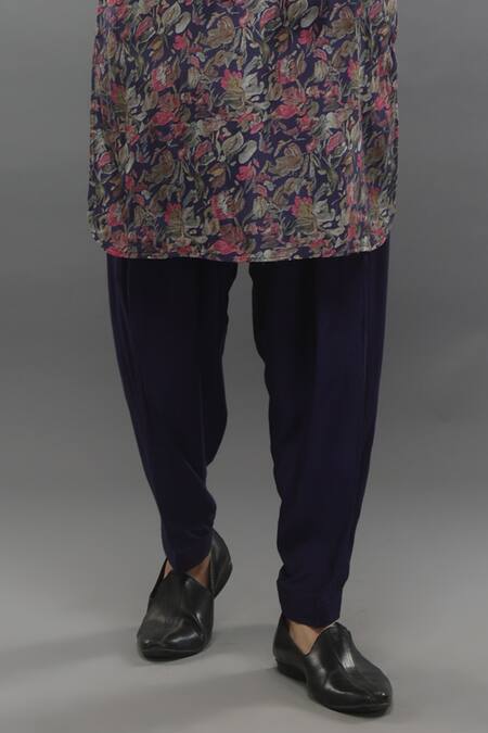 Buy_Para_Purple Silk, Satin, Linen, Muslin Floral Printed Kurta Set And Bundi_Online_at_Aza_Fashions