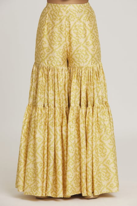 Punit Balana Green Cotton Embroidery, Tassels Round Neck Floral Kurta Gharara Set at Aza Fashions Punit Balana_Green Cotton Embroidery, Tassels Round Neck Floral Kurta Gharara Set _at_Aza_Fashions