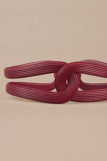 Shop_Ampm_Wine Brooches Faux Leather Corded Hollow Belt_Online_at_Aza_Fashions