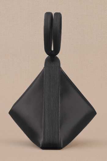 Ampm_Black Faux Leather Corded Tote Bag _Online_at_Aza_Fashions
