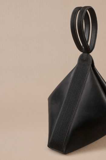 Buy_Ampm_Black Faux Leather Corded Tote Bag _Online_at_Aza_Fashions