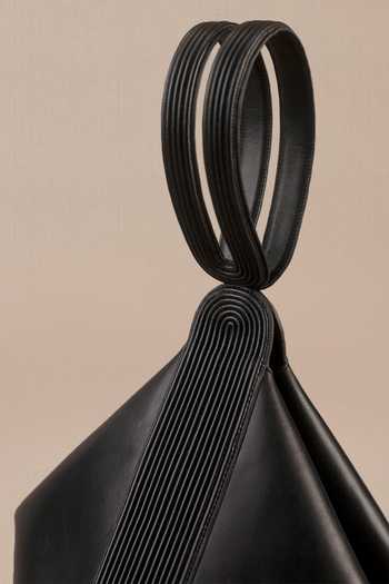 Shop_Ampm_Black Faux Leather Corded Tote Bag _Online_at_Aza_Fashions