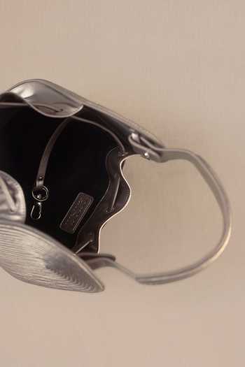 Ampm Silver Nesara Metallic Corded Bucket Bag Online at Aza Fashions Ampm_Silver Nesara Metallic Corded Bucket Bag _Online_at_Aza_Fashions
