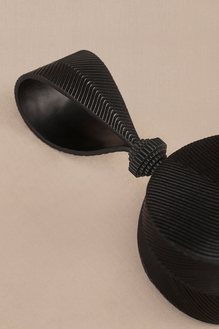 Shop_Ampm_Black Reeza Circular Structured Wristlet _Online_at_Aza_Fashions