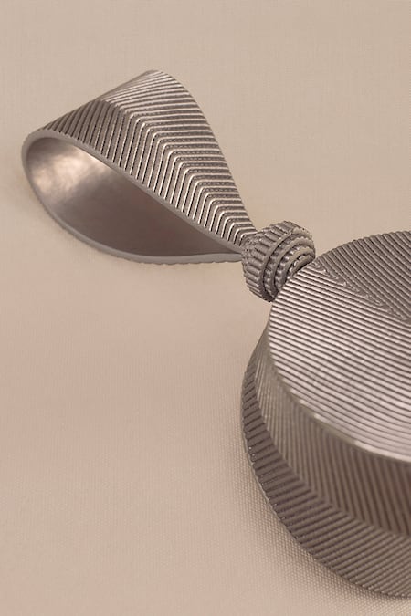 Ampm_Silver Reeza Circular Structured Metallic Wristlet _Online_at_Aza_Fashions