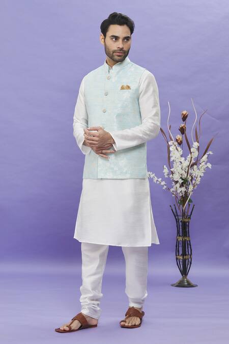 Arihant Rai Sinha Blue Silk, Jacquard Embroidery Floral Banarasi Bundi Online at Aza Fashions Arihant Rai Sinha_Blue Silk, Jacquard Embroidery Floral Banarasi Bundi _Online_at_Aza_Fashions