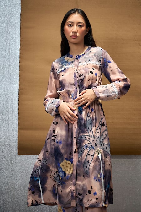 AMKA Glasgow Silk Stroke Print Kurta 