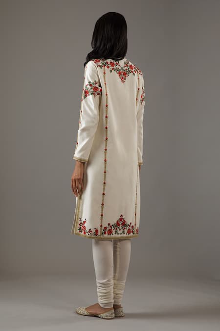 Balance by Rohit Bal Chanderi Silk Floral Hand Embroidered Kurta Set 