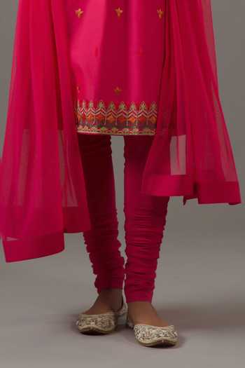 Balance By Rohit Bal Fuchsia Chanderi Silk, Cotton, Chiffon Embroidery Mandarin Straight Kurta Set at Aza Fashions Balance By Rohit Bal_Fuchsia Chanderi Silk, Cotton, Chiffon Embroidery Mandarin Straight Kurta Set _at_Aza_Fashions