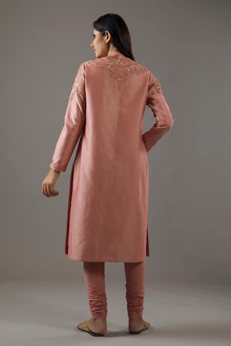 Balance By Rohit Bal Hand Embroidered Chanderi Silk Straight Kurta Set 