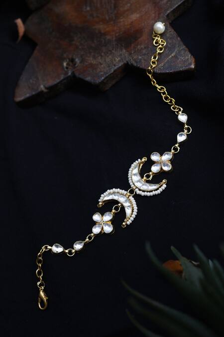 Paisley Pop Kundan & Pearls Gold Bracelet 