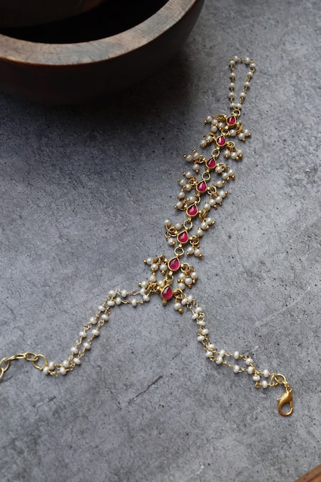 Paisley Pop Kundan & Pearls Hathphool
 