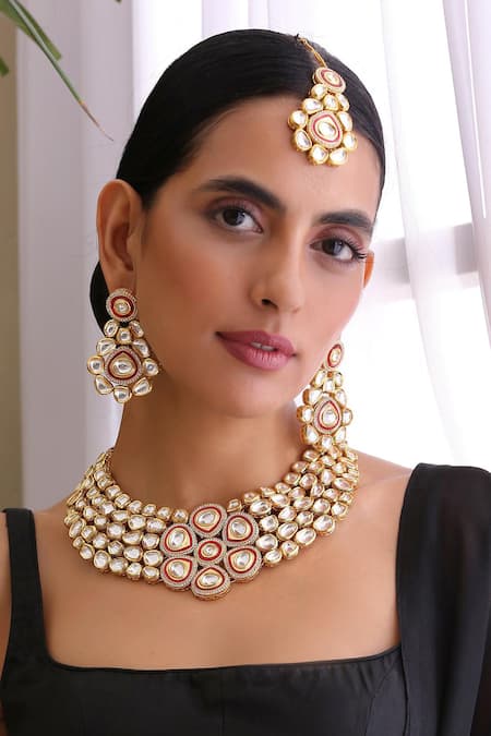 SWABHIMANN Floral Kundan Necklace Set 