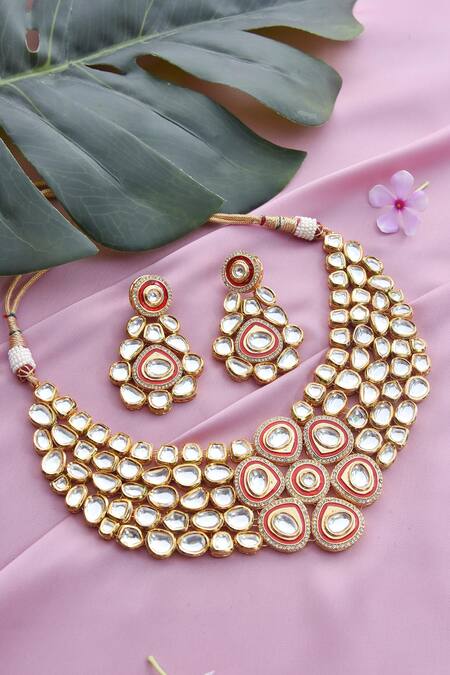 Shilpa Creation Traditonal South Indian Jewellery Sets II Gold Plated  Wedding Jewellery Pearl Choker Necklace Set