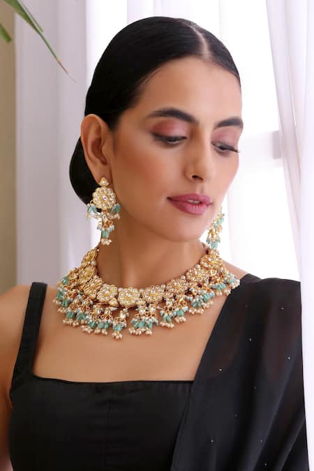 Swabhimann Floral Kundan Polki Choker Set 