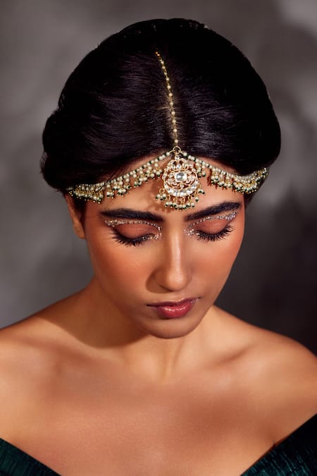 Paisley Pop Gold Plated Pearl Kundan Mathapatti 