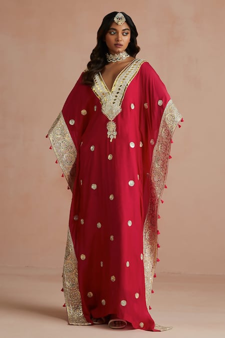 Sureena Chowdhri Floral Gota Embroidered Kaftan 