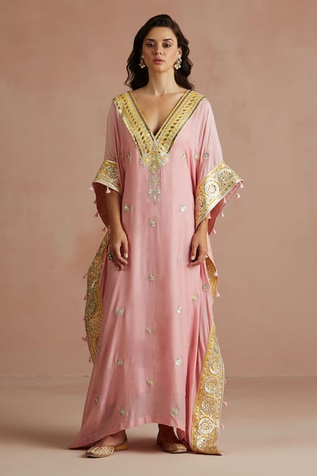 Sureena Chowdhri Floral Gota Embroidered Kaftan 